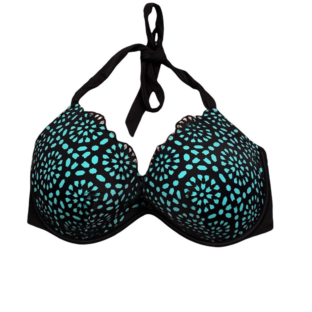 🆕 Shade & Shore Swim Suit Top Mint/Aqua Color with Black Overlay 38 DD